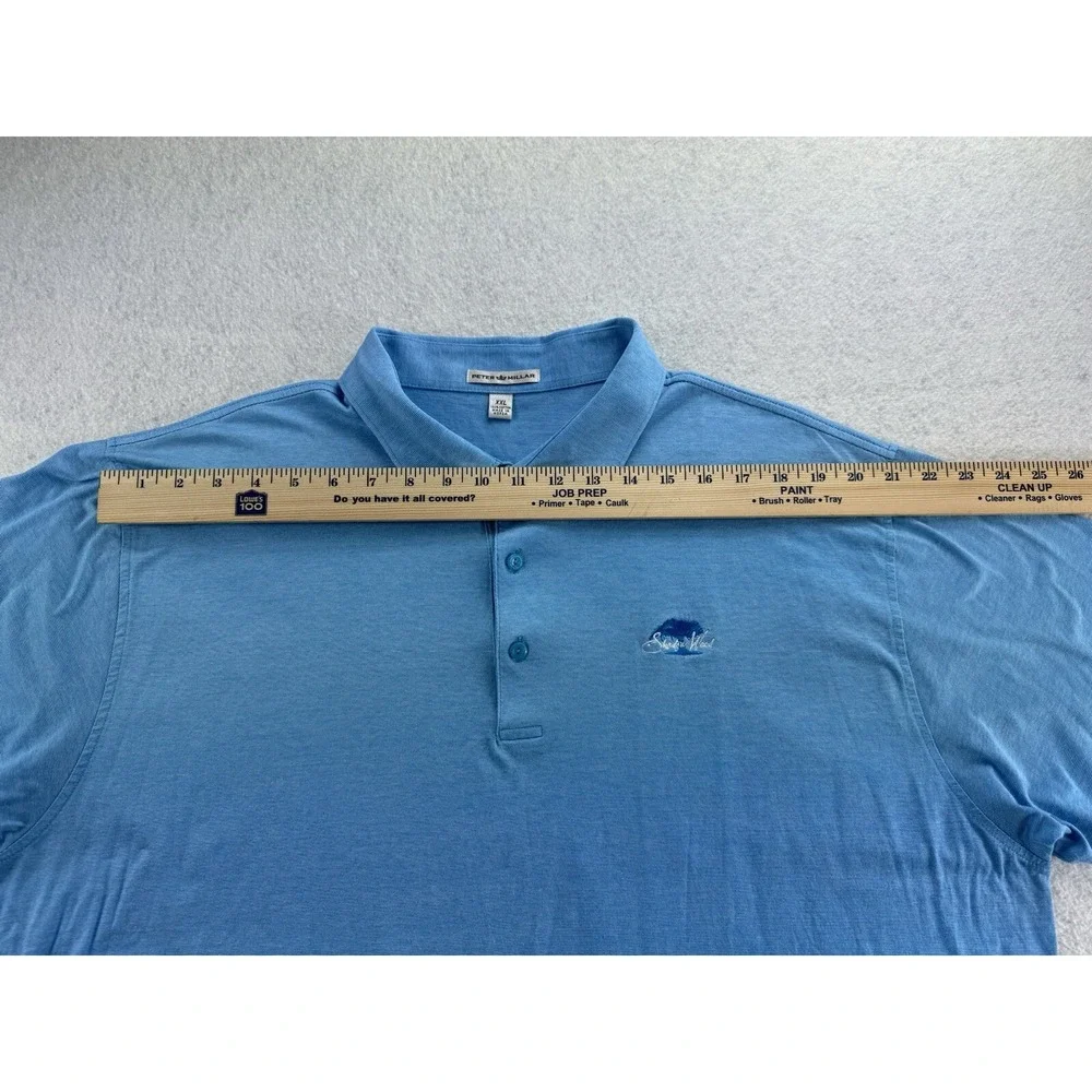 Peter Millar Mens Polo Shirt Size XXL Light Blue 100% Cotton Shadow‎ Wood Logo